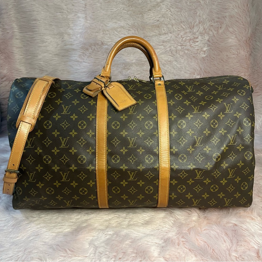 🟥 SOLD! Louis Vuitton Keepall 60 Bandouliere Monogram Duffle Bag Travel Luggage